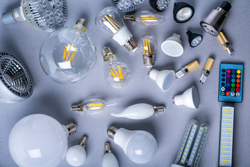 set of different led light bulbs 
