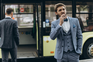 Two businessmen discussing together