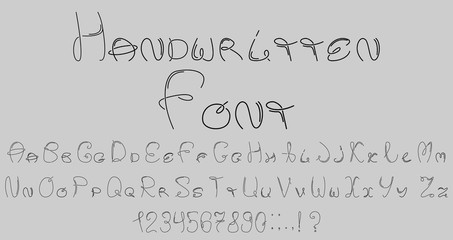 The font of the smooth and parallel lines. Numbers and punctuation marks.