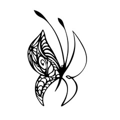 Elegant vector butterfly isolated on white background.