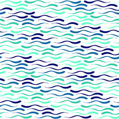 Seamless geometric pattern with wavy lines. Decorative abstract background in water colors