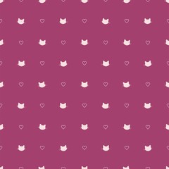 cat head heart line vector seamless pattern