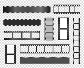 Film strip vector realistic isolated illustrations set