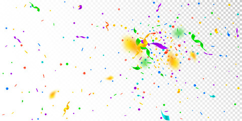 Streamers and confetti. Festive tinsel and foil ri