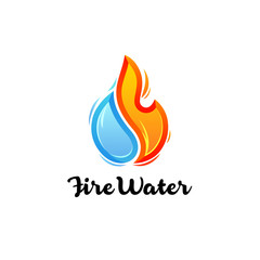 Vector logo design template. Abstract water and fire icon.