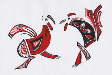 fighting of two cock © krimzoya46