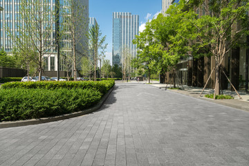 Empty floors and office buildings in the financial center, Qingdao, China