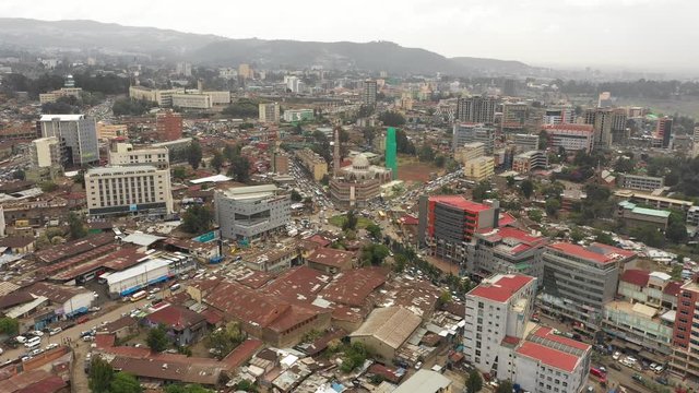 Drone Shot Of Mosque In Mercato Neighborhood In Addis Ababa, Islam Religion In Ethiopia