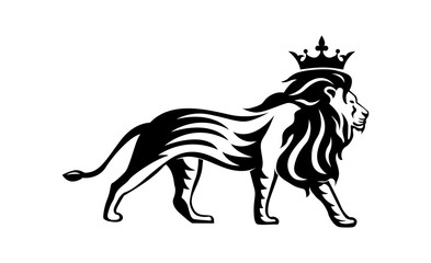 lion logo, royal king animal, vector illustration