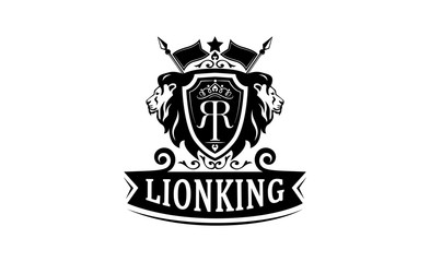 lion logo, royal king animal, vector illustration