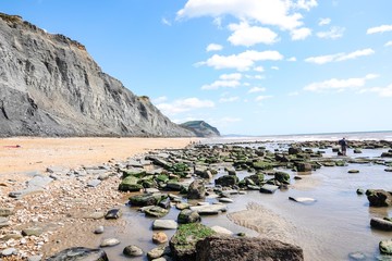 Charmouth beach Dorset England. A UNESCO World heritage site which is part of the Jurassic coastline © mjowra