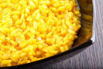 Yellow rice in close up