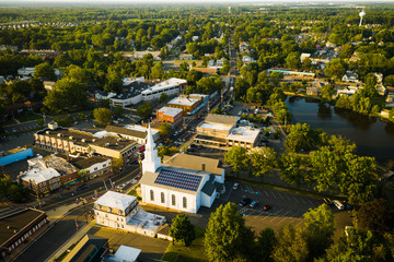 Aerial of Highstown New Jersey Sunset