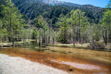 Tashiro ike pond at Kamikochi in Northern Japan Alps.