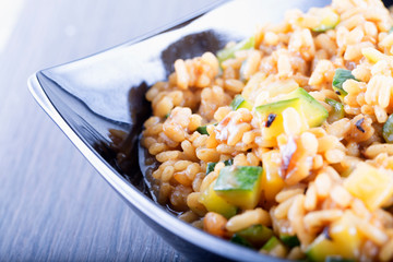 Rice with shrimps and zucchini