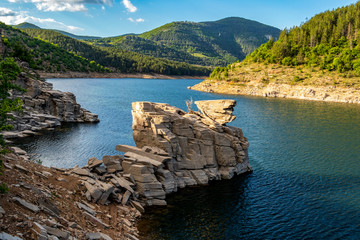 Scenic May view of Kardzhali Reservoir or Kardzhali Dam in Kardzhali Municipality, Bulgaria