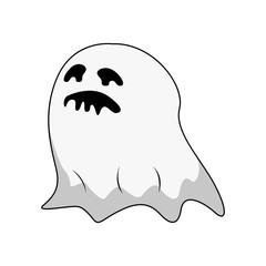 Illustration of Cartoon scary ghost, cute ghost cartoon