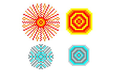 Pixel Sun and Moon Motifs