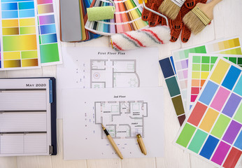 House plan with color palette and painting tools