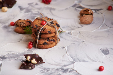 Christmas cookies on the gray background. new Year cooking