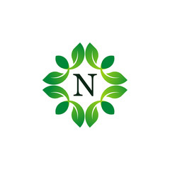 Letter N Floral Monogram Logo