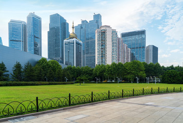 Park Lawn and Modern Urban Architecture in Qingdao, China