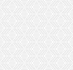 Geometric repeating vector ornament with hexagonal dotted light elements. Geometric modern ornament. Seamless abstract modern pattern