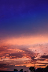 Beautiful sunset with clouds on the sky