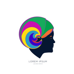 Vector Illustration Colorful Female Head For Logo Design