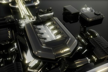 engine and other parts visible in car