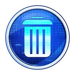Bin icon futuristic blue round button vector illustration