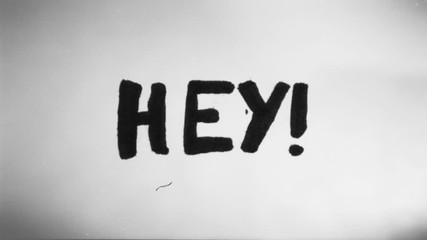 Hand Drawn Animation Of Hey Sign Loop/ 4k animation of a doodle hey friendly message sign hand drawn made looping