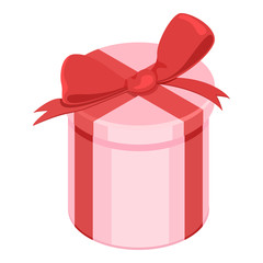 Vector Single Flat Illustration - Gift Box with Ribbon and Bow