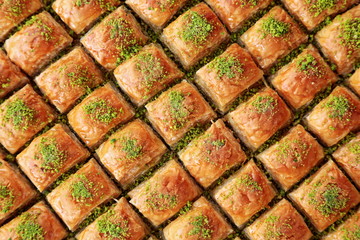 Turkish Dessert Baklava with concept background
