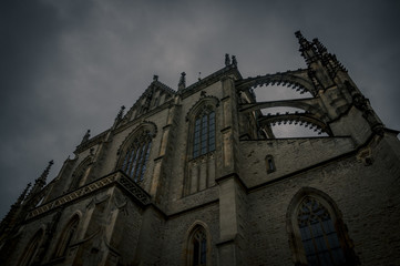 Dark gothic horror cathedral in Kutna Hora, Czech Republic
