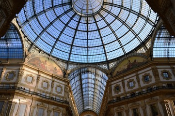 the glass roof of the Quadrilaterale d'Oro in Milan