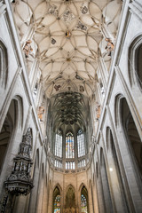 Gothic ceiling and arches of St. Barbara's Church in Kutna Hora, Czech Republic