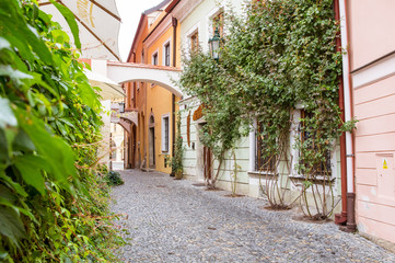 Old streets of medieval town Kutna Hora, Czech Republic