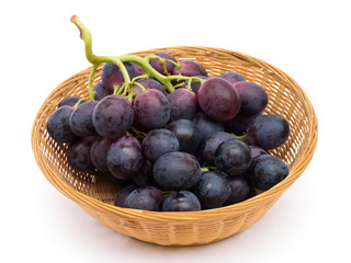 Grapes in Basket on White