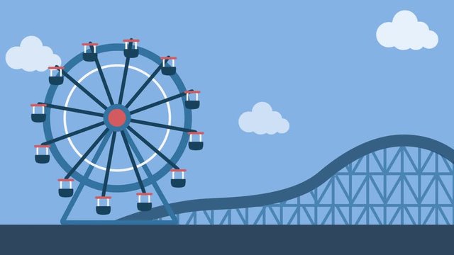 Ferris wheel on blue background