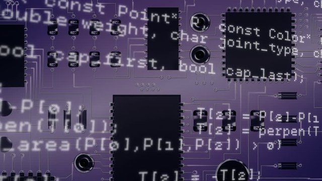 Data on purple circuit board