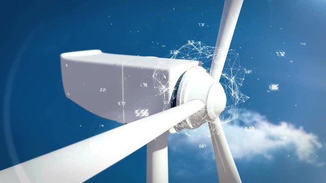 Wind turbine and white globe and network links