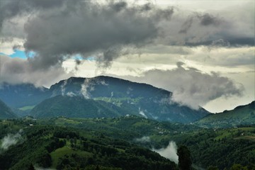 landscape with clouds in the Bucegi mountains