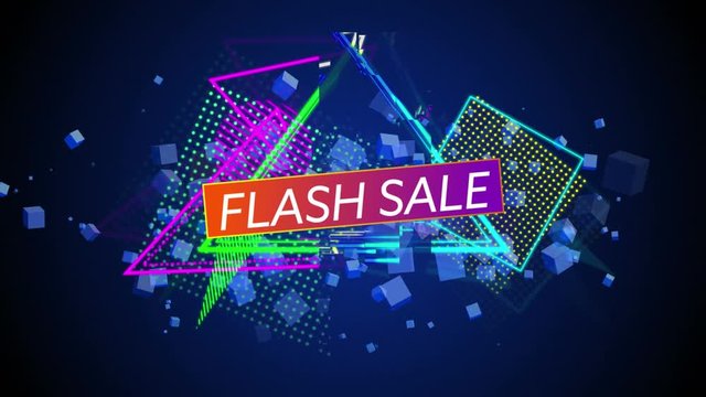 Flash sale graphic on banner on dark blue background
