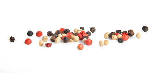 Mix from  kinds of pepper isolated on white