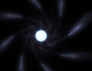 Computer generated fractal artwork for creative design, art and entertainment. Background with rotating spheres.