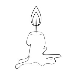 candle light fire flame cartoon in black and white