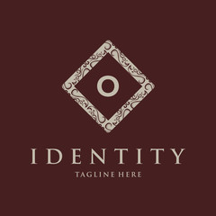 feminine floral letter O. beautiful calligraphic monogram flourish leaf boutique logo vector template stock illustration, Golden Luxury, royal O Logo template