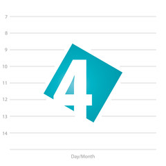 2020 Calendar day 4 planner blue background template