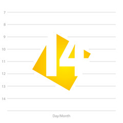 2020 Calendar day 14 planner yellow background template
